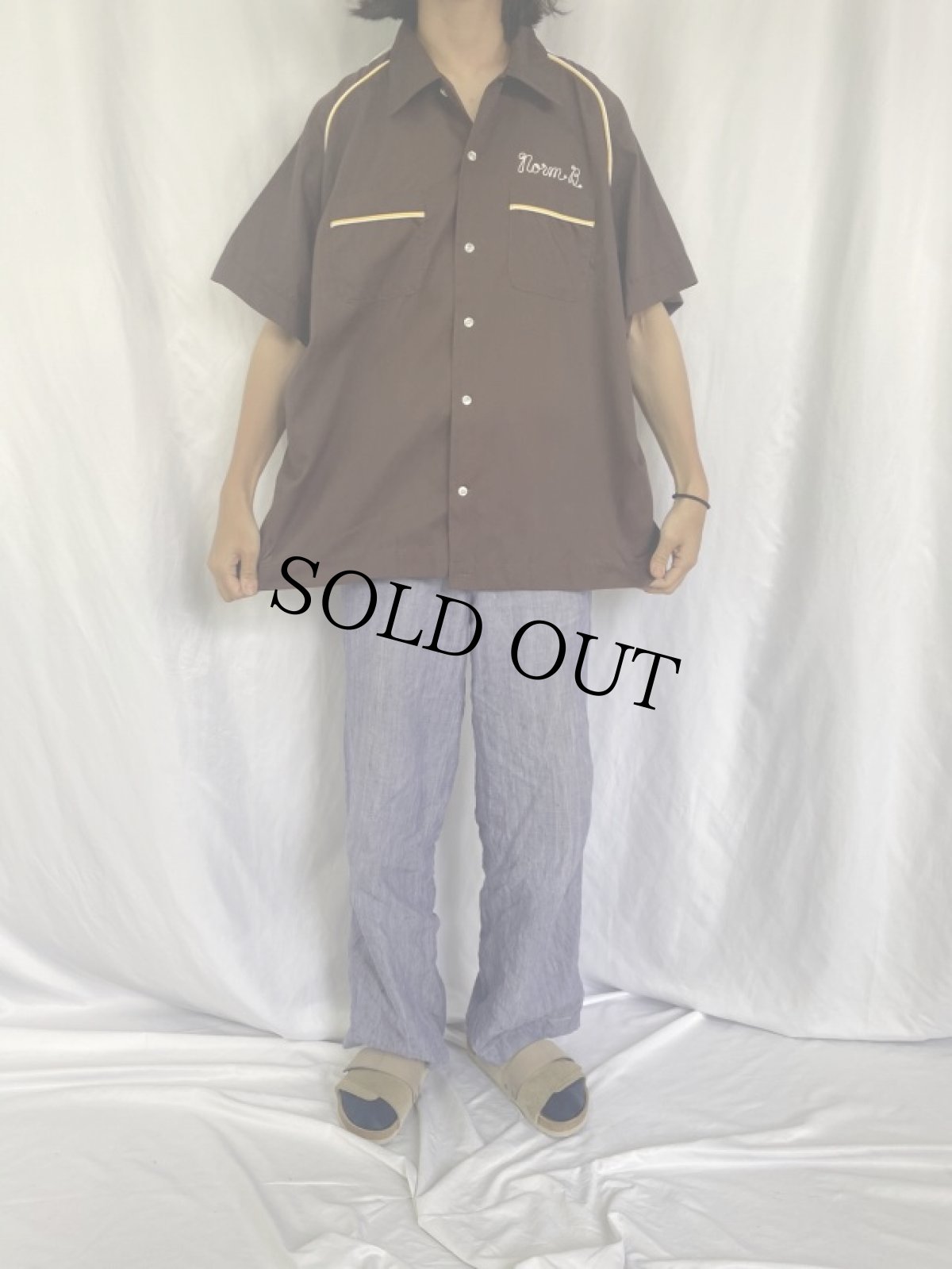 画像2: 70's Hilton USA製 プリント コットンボーリングシャツ (2)