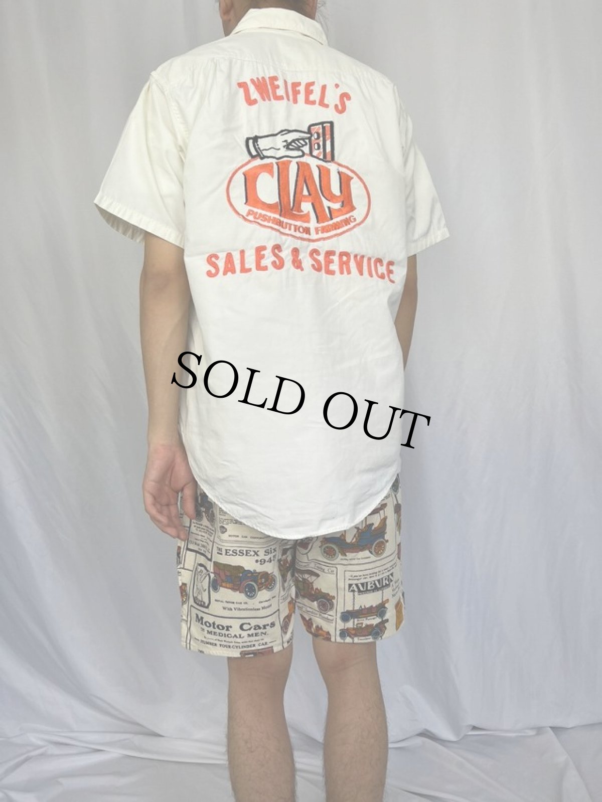 画像4: 60's Lee USA製 "ZWEIFEL'S SALES&SERVICE" チェーン刺繍コットンシャツ 15-15 1/2 (4)