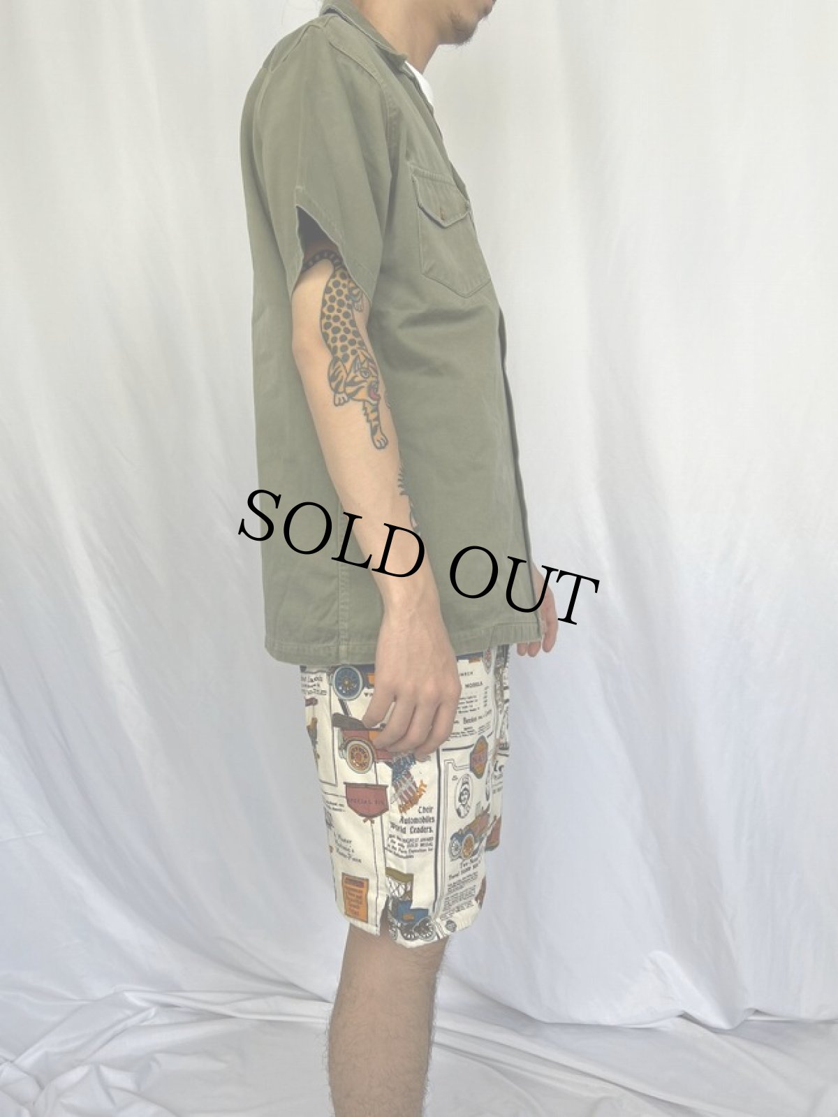 画像3: 40〜50's SWEET-ORR コットンサテン オープンカラーワークシャツ (3)