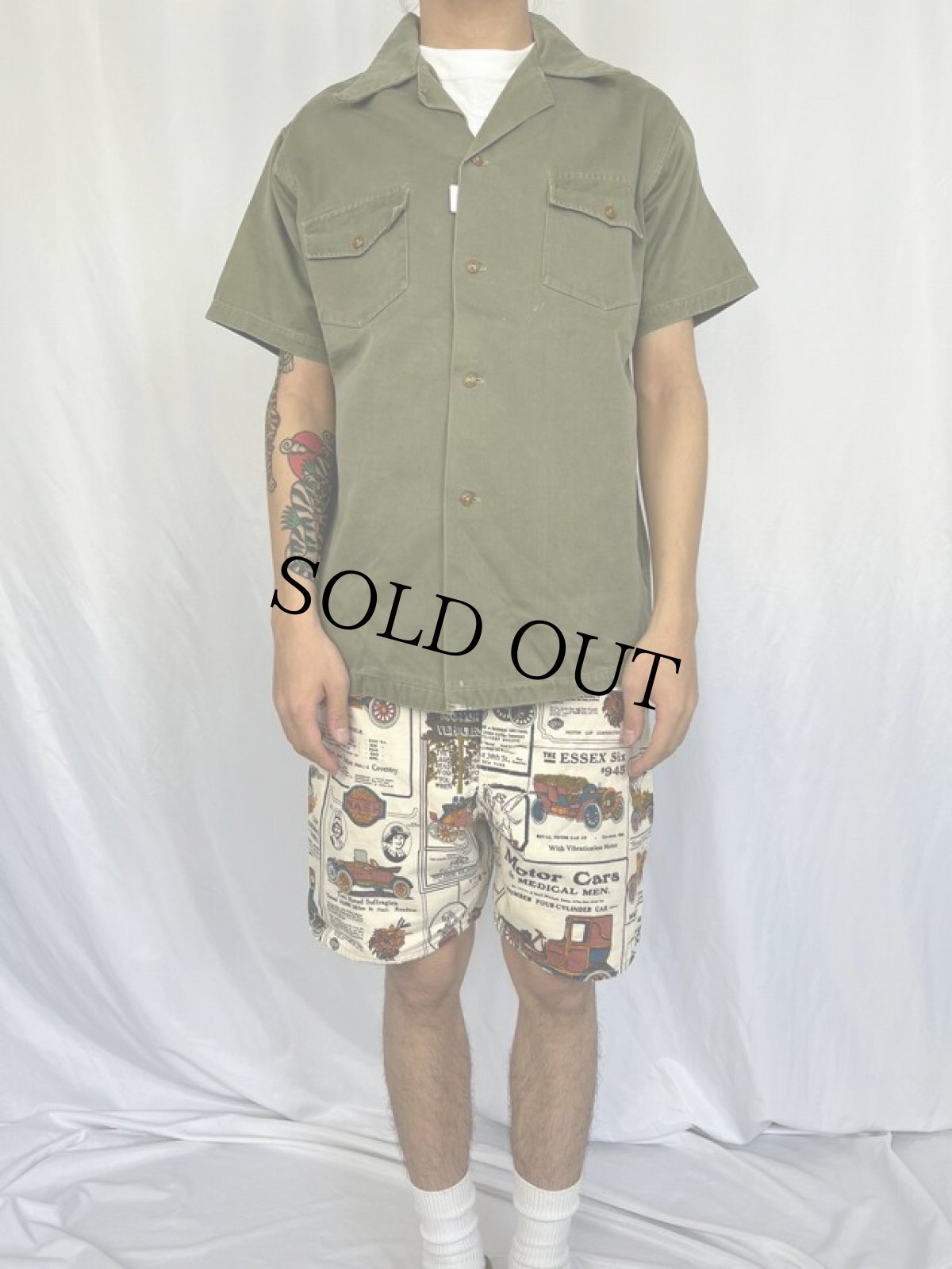 画像2: 40〜50's SWEET-ORR コットンサテン オープンカラーワークシャツ (2)