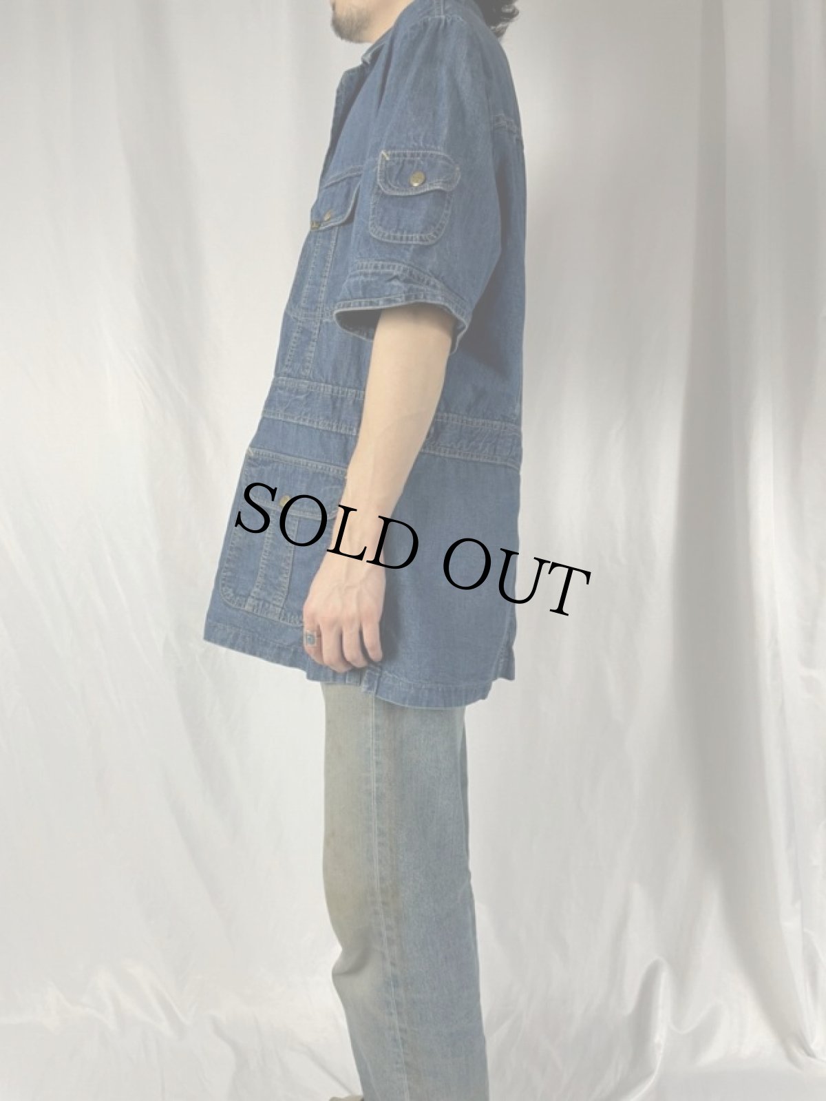 画像3: 70's Lee USA製 デニムサファリジャケット L-XL (3)