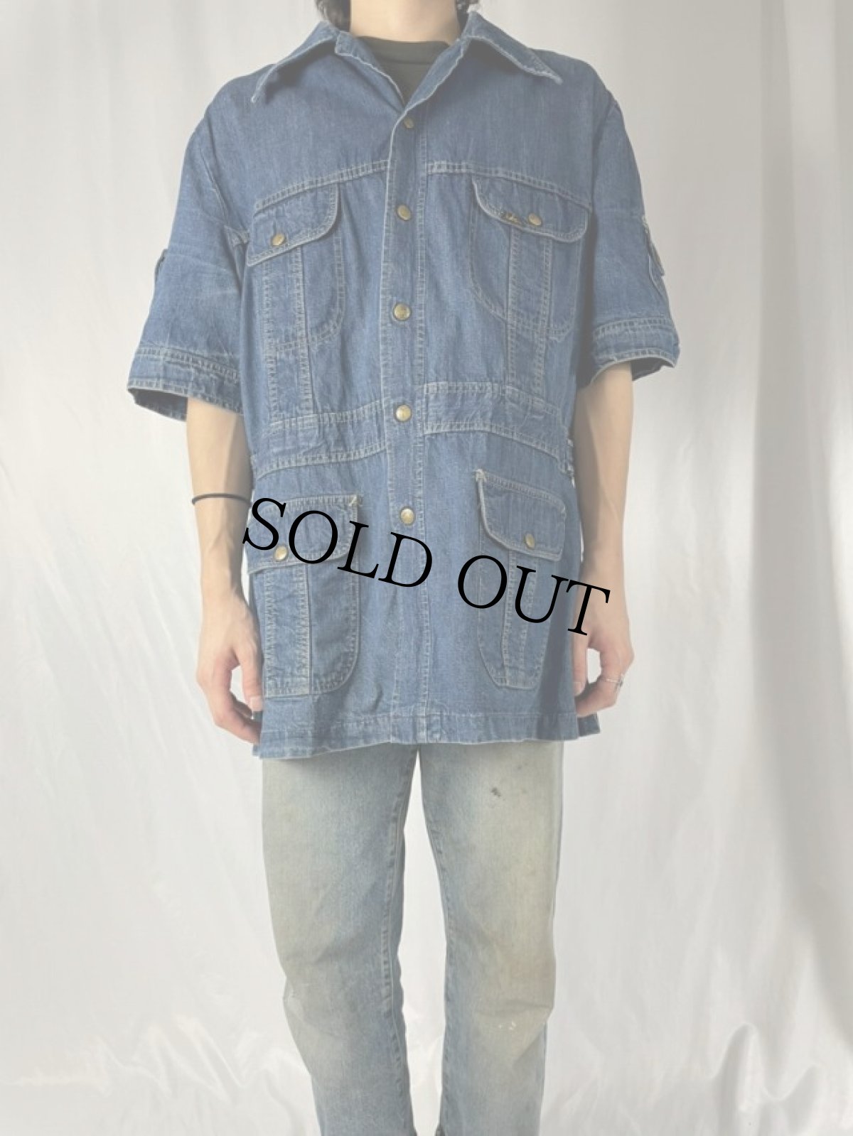 画像2: 70's Lee USA製 デニムサファリジャケット L-XL (2)