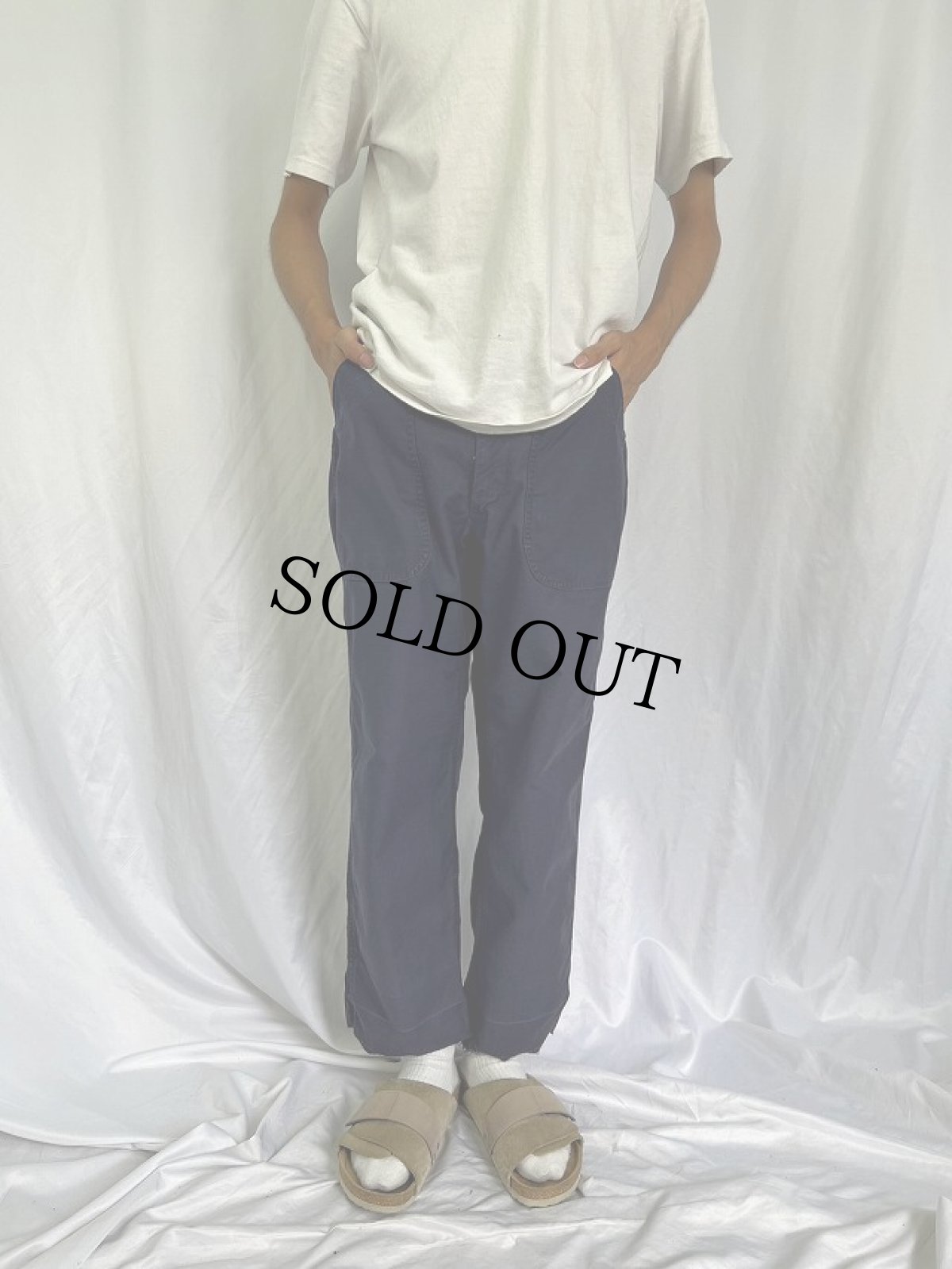 画像2: 70's U.S.NAVY TROUSERS DARK BLUE ユーティリティーベイカーパンツ 33R (2)