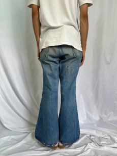 画像4: 70's LEVI'S 584-0217 BIGE ベルボトムデニムパンツ W35 (4)