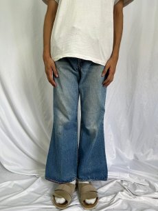 画像2: 70's LEVI'S 584-0217 BIGE ベルボトムデニムパンツ W35 (2)