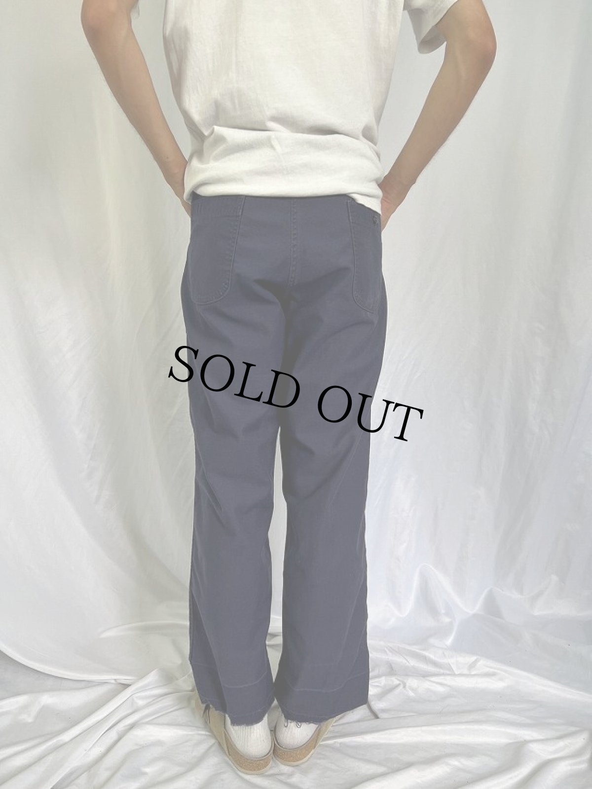 画像4: 70's U.S.NAVY TROUSERS DARK BLUE ユーティリティーベイカーパンツ 33R (4)