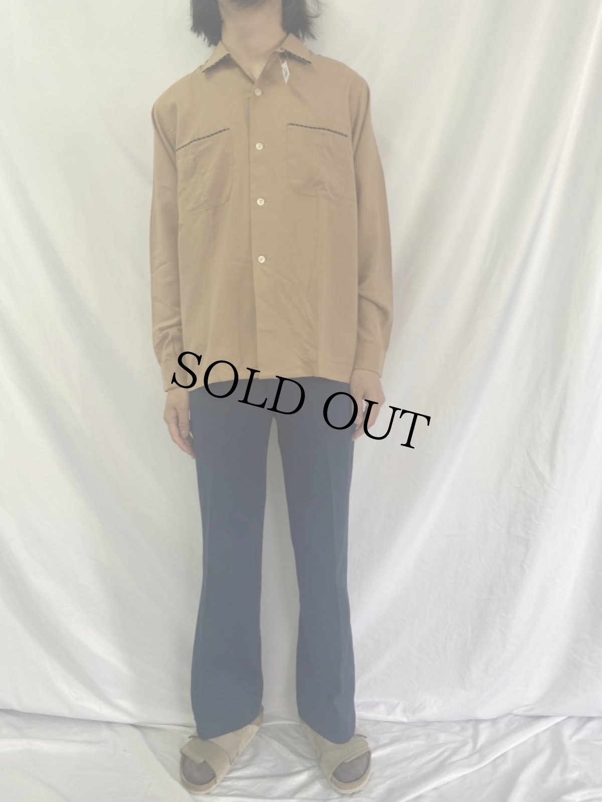 画像2: 50〜60's Sea Island レーヨン オープンカラーシャツ DEADSTOCK M (2)