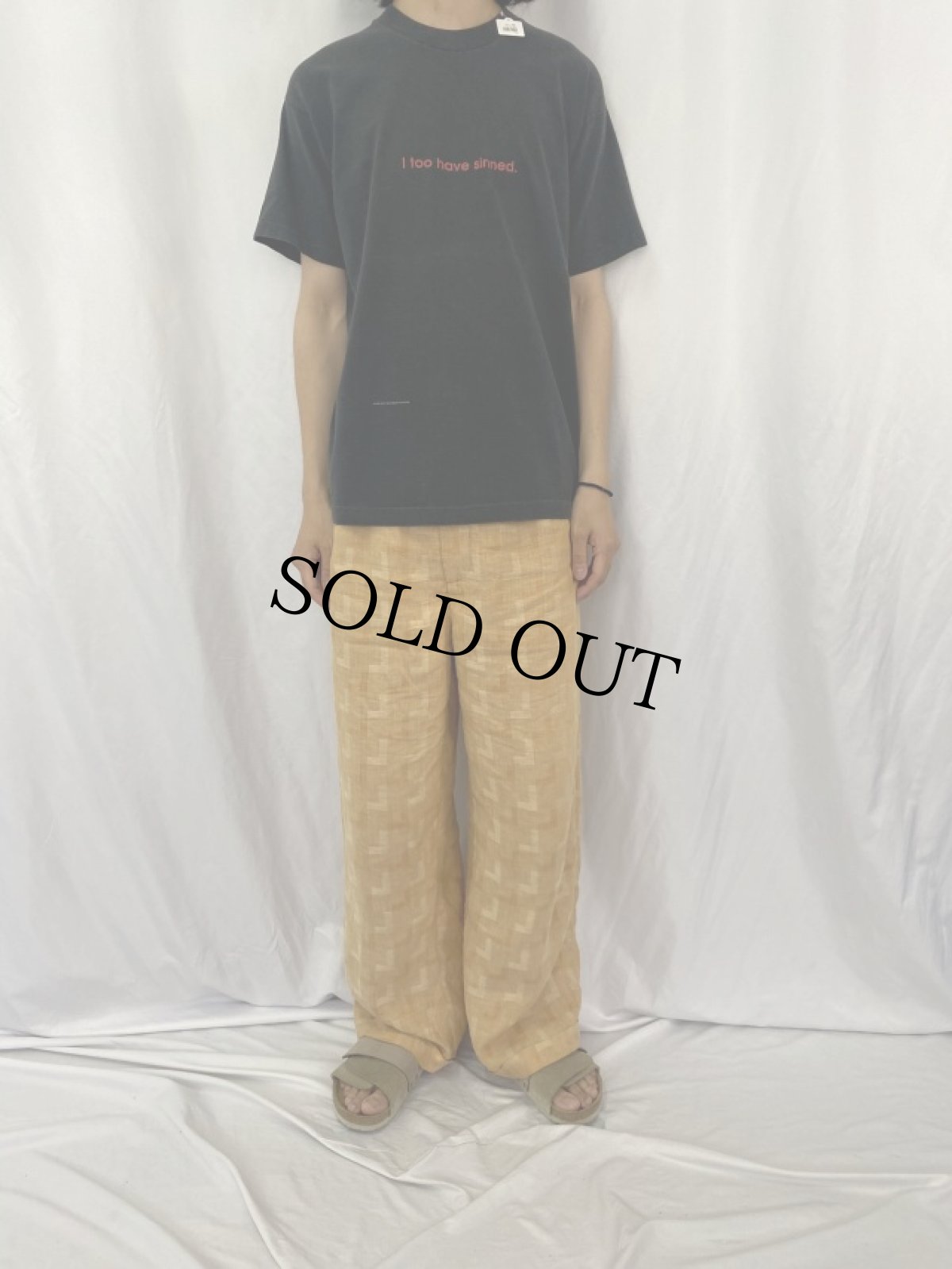 画像2: 90's JOHN BALDESSARI "FOTOFOLIO" メッセージプリントTシャツ L (2)