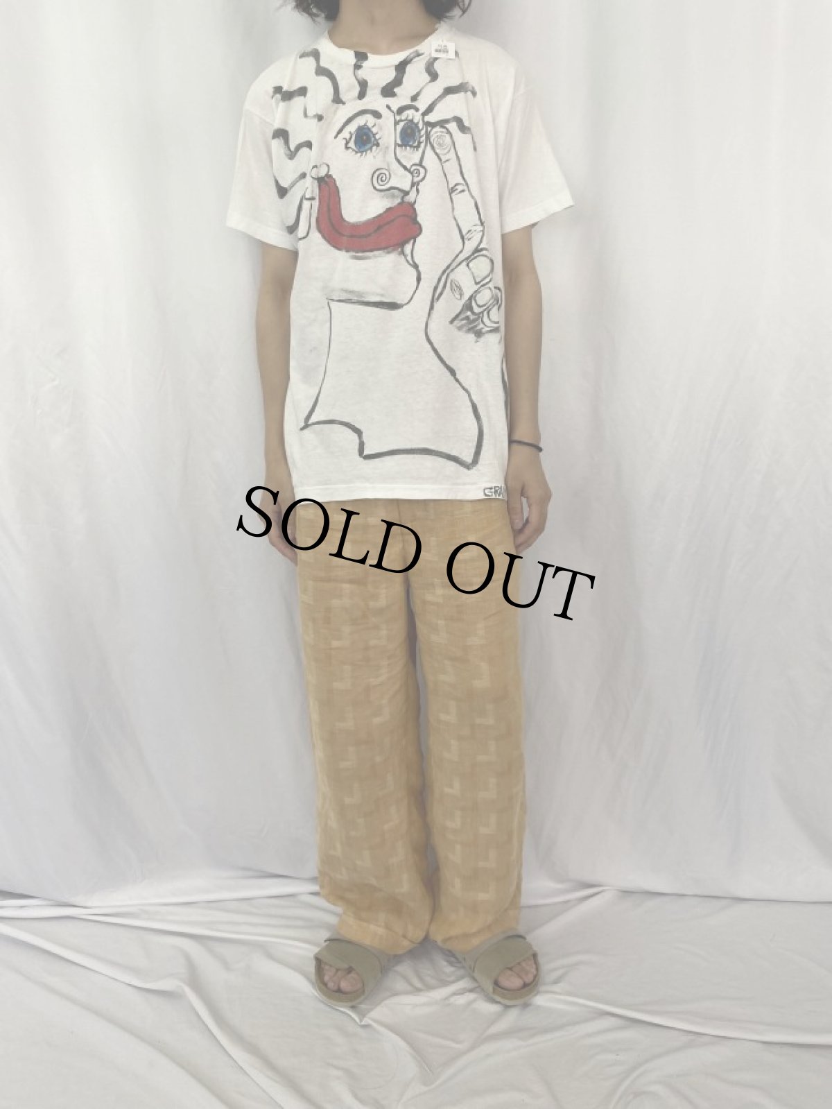 画像2: 90's GRANT ハンドペイント アートTシャツ (2)