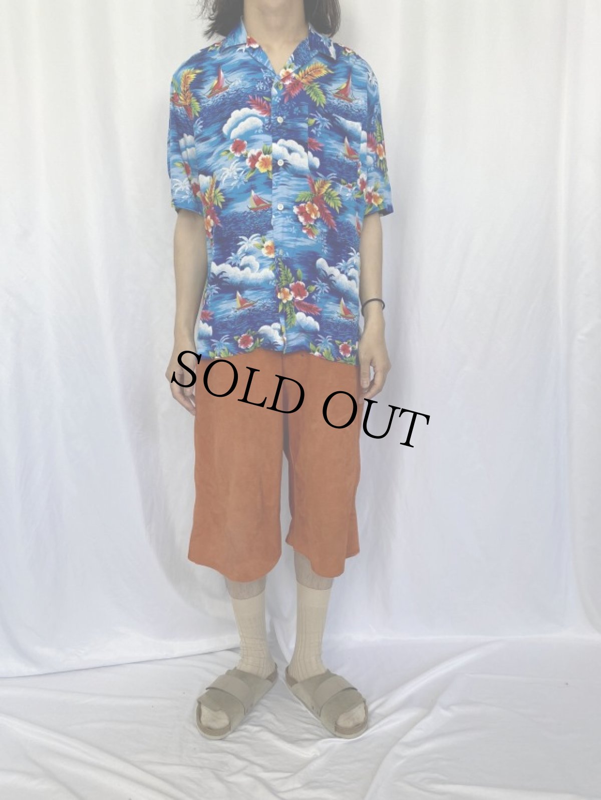 画像2: POLO Ralph Lauren "CALDWELL" オールオーバーパターン レーヨンアロハシャツ S (2)