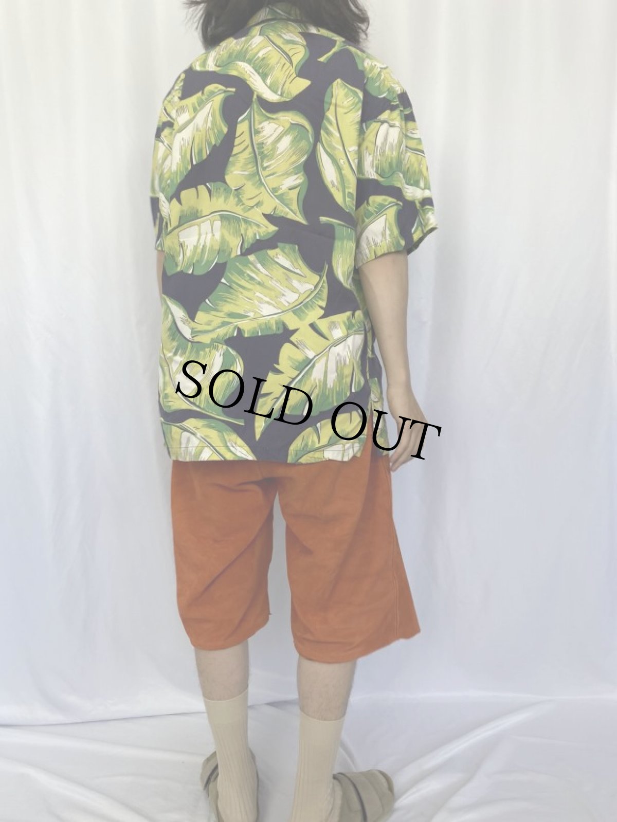 画像4: POLO Ralph Lauren "CLAYTON" リーフ柄 レーヨンアロハシャツ M (4)