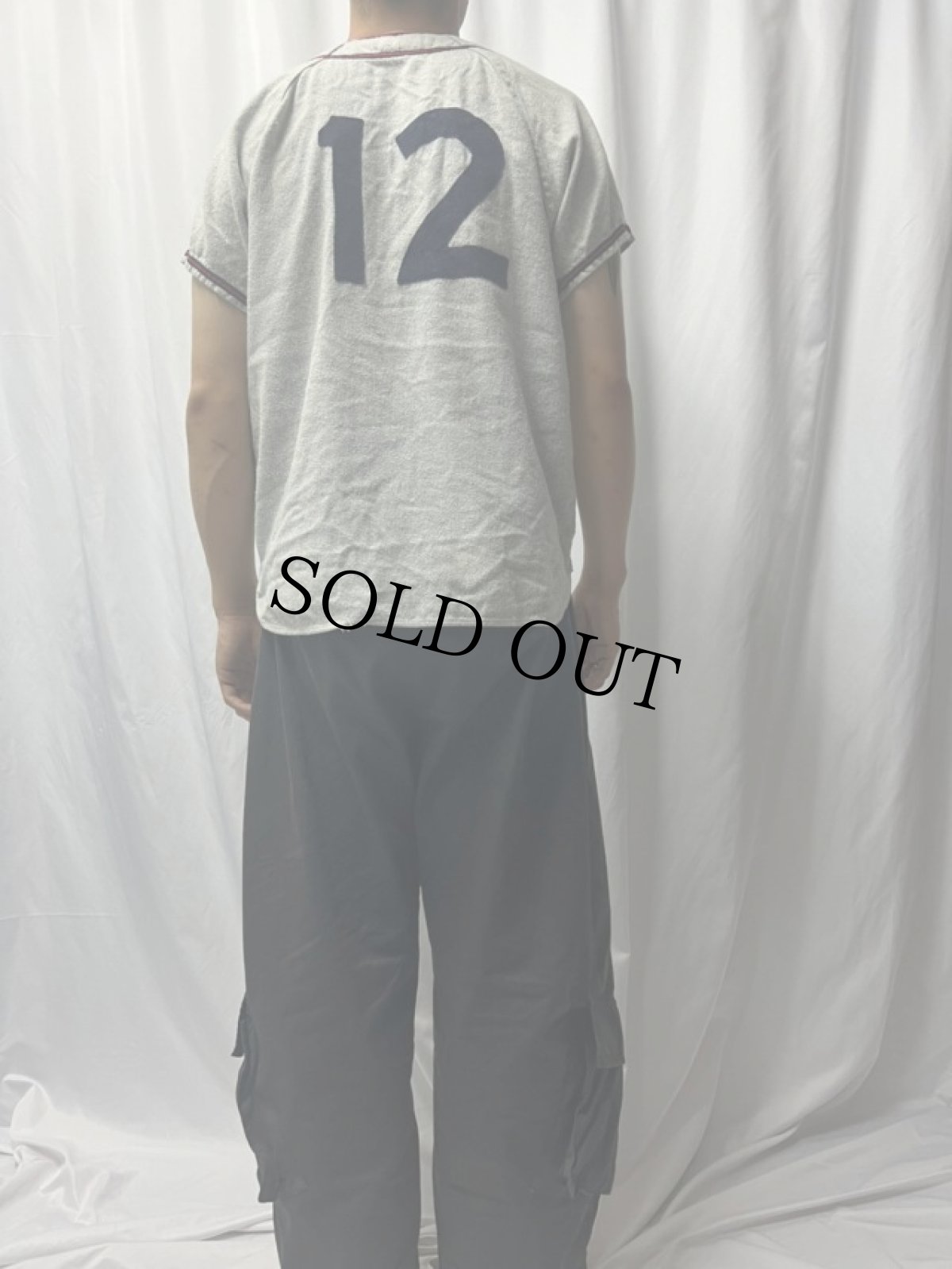 画像4: 60's Wilson "SCOGEE" フェルトパッチ ウールベースボールシャツ 40 (4)