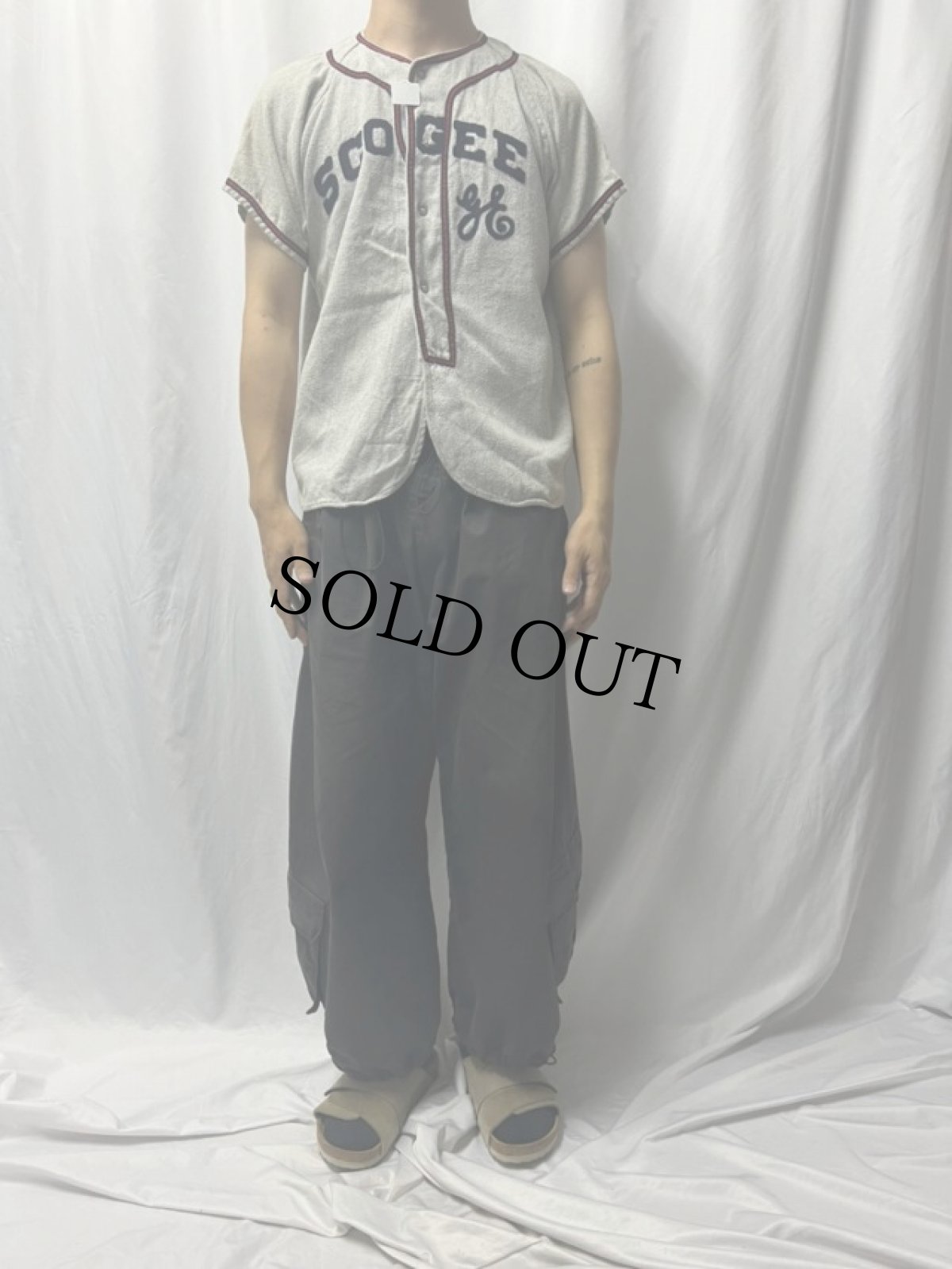 画像2: 60's Wilson "SCOGEE" フェルトパッチ ウールベースボールシャツ 40 (2)