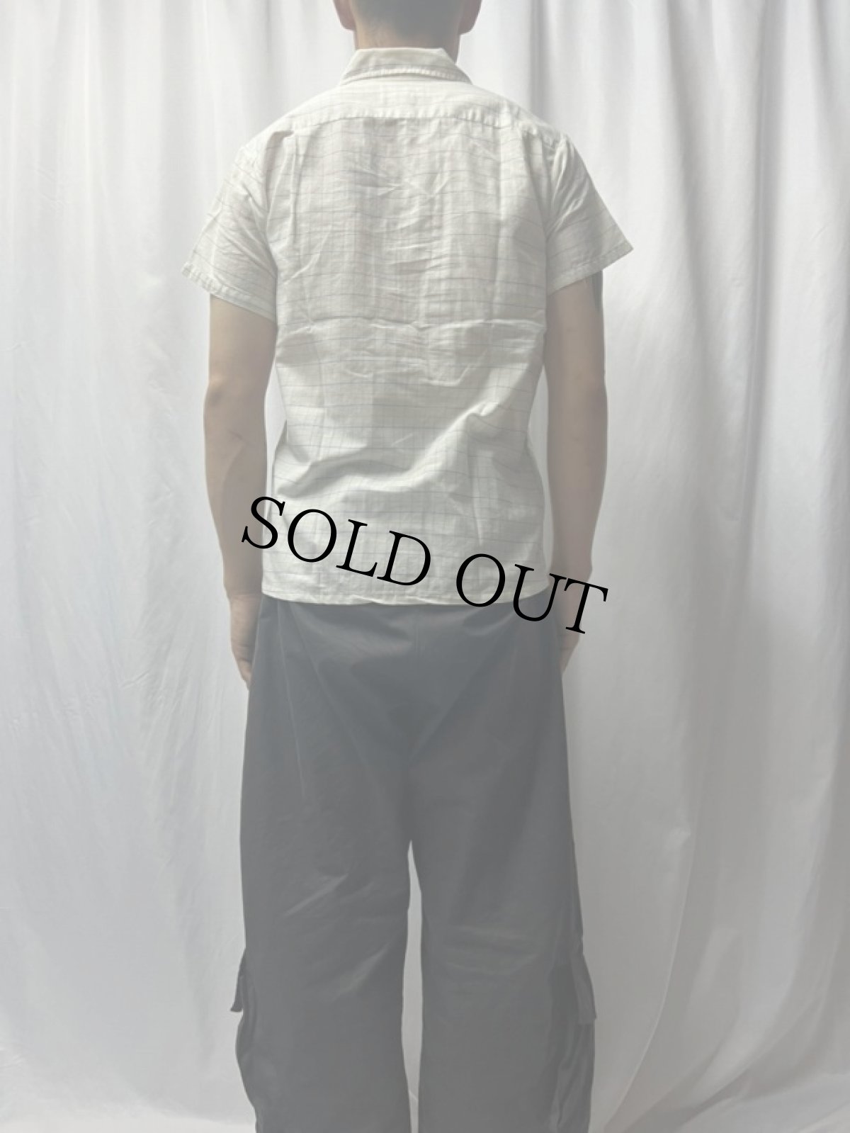 画像4: 50's harper 格子柄 コットンオープンカラーシャツ L (4)