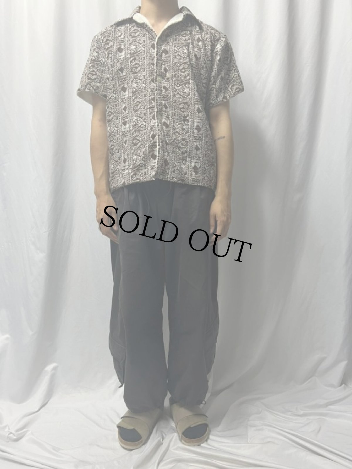 画像2: 70's Trend-Setters 総柄 パイル ビーチシャツ M (2)