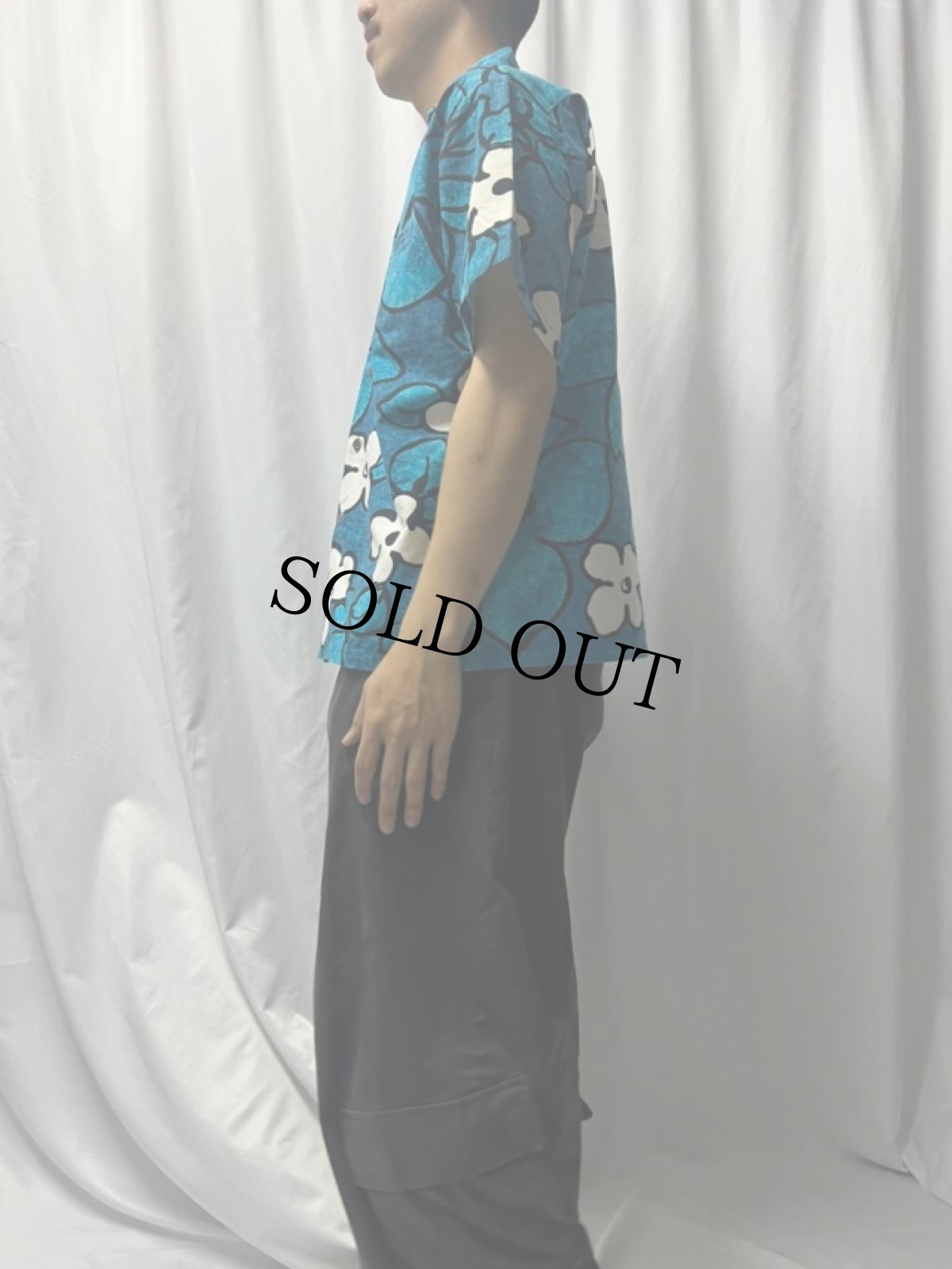 画像3: 70's SUN-DEX 花柄 コットンアロハシャツ L (3)