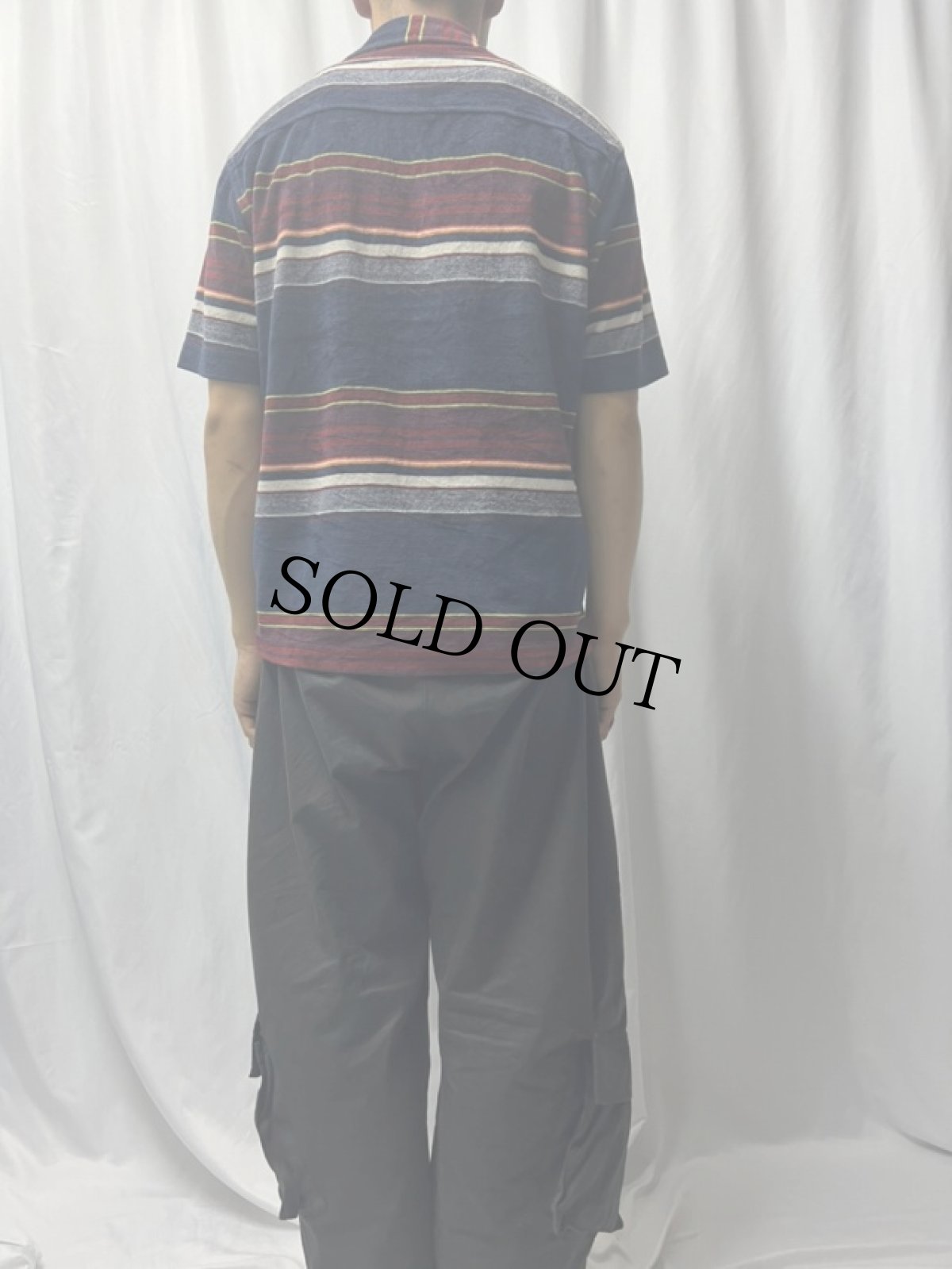 画像4: 70〜80's URBAN INSTINCT ボーダー柄 パイルシャツ S (4)