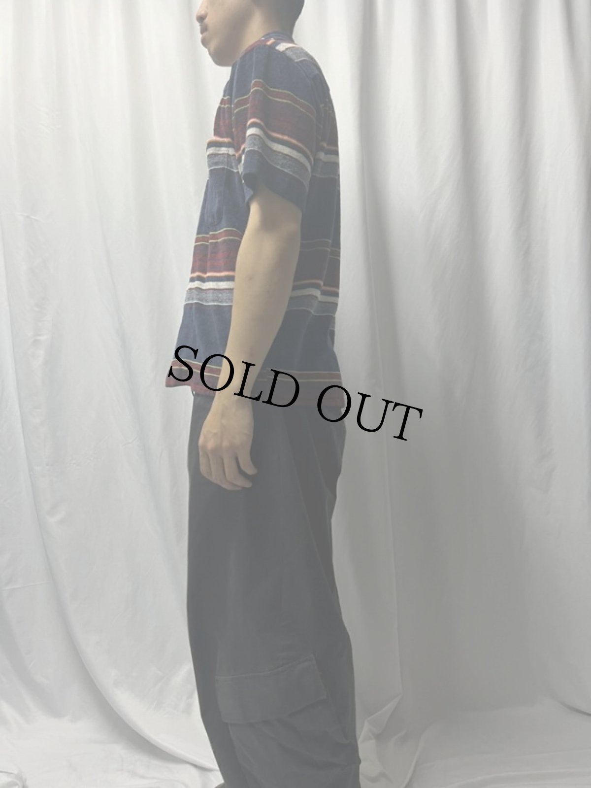 画像3: 70〜80's URBAN INSTINCT ボーダー柄 パイルシャツ S (3)