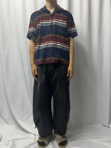 画像2: 70〜80's URBAN INSTINCT ボーダー柄 パイルシャツ S (2)