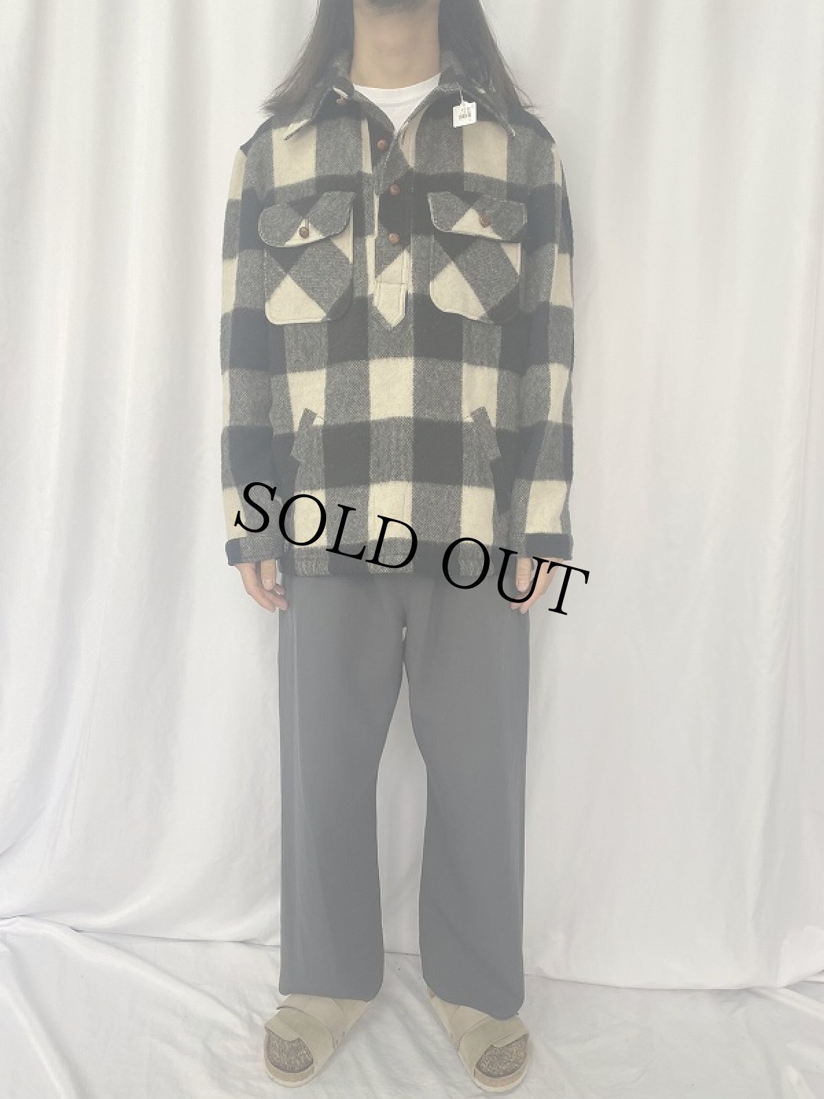 画像2: CHAPS by RALPH LAUREN バッファローチェック柄 ウールプルオーバーシャツ size46 (2)