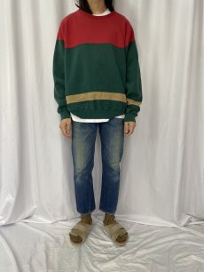 画像2: 80〜90's POLO COUNTRY RALPH LAUREN ボーダー柄 ラグランスウェット L (2)