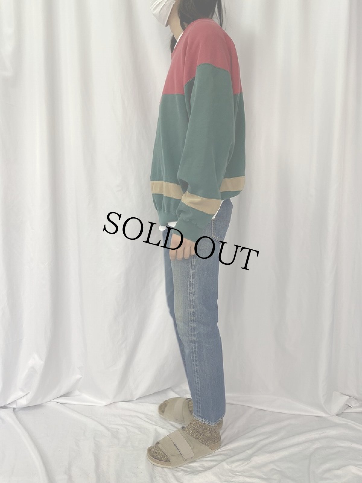 画像3: 80〜90's POLO COUNTRY RALPH LAUREN ボーダー柄 ラグランスウェット L (3)