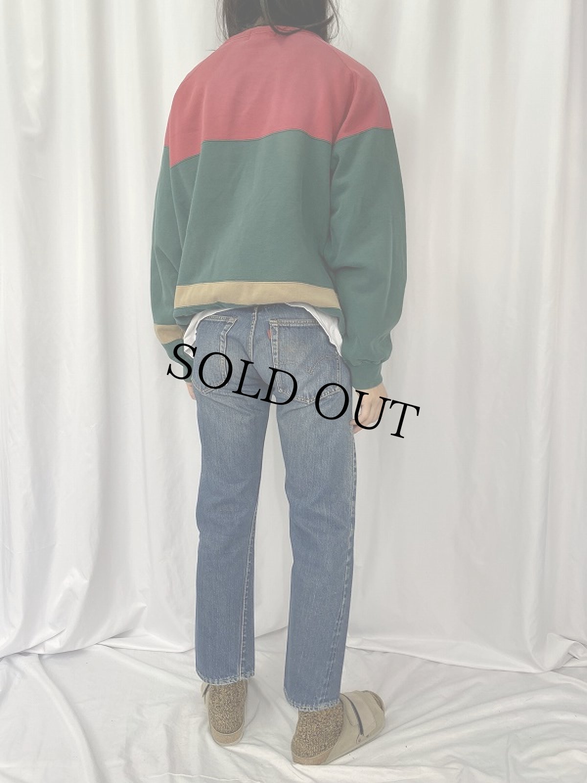 画像4: 80〜90's POLO COUNTRY RALPH LAUREN ボーダー柄 ラグランスウェット L (4)