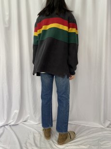 画像4: 90's POLO Ralph Lauren USA製 ラスタカラーボーダー柄 タートルネック鹿の子ロンT BLACK XL (4)