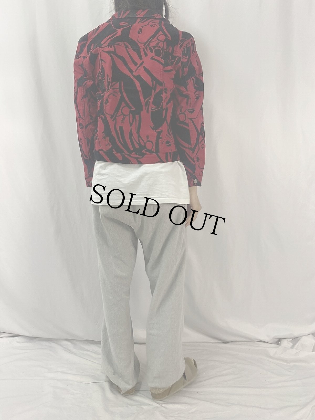 画像4: 80's PARK AVENUE USA製 フェイス柄 ベロア切り替えジャケット L (4)