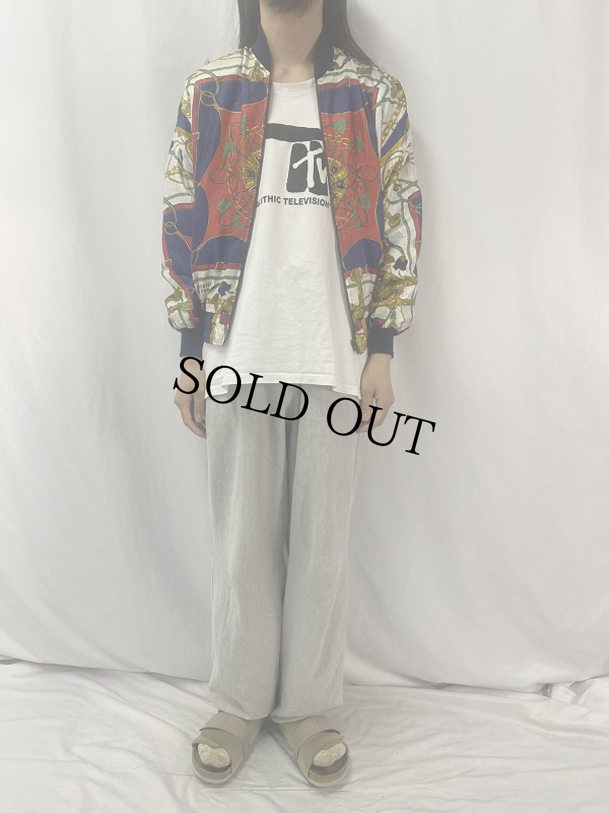 画像2: 80〜90's ブート HERMES 総柄シルクブルゾン (2)