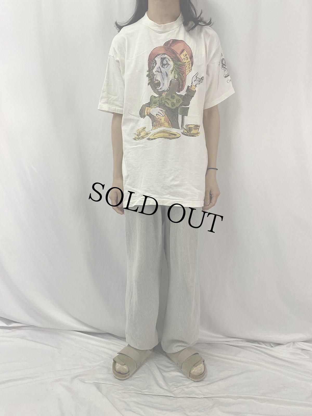 画像2: 90's CANADA製 不思議の国のアリス "マッドハッター" キャラクタープリントTシャツ XL (2)