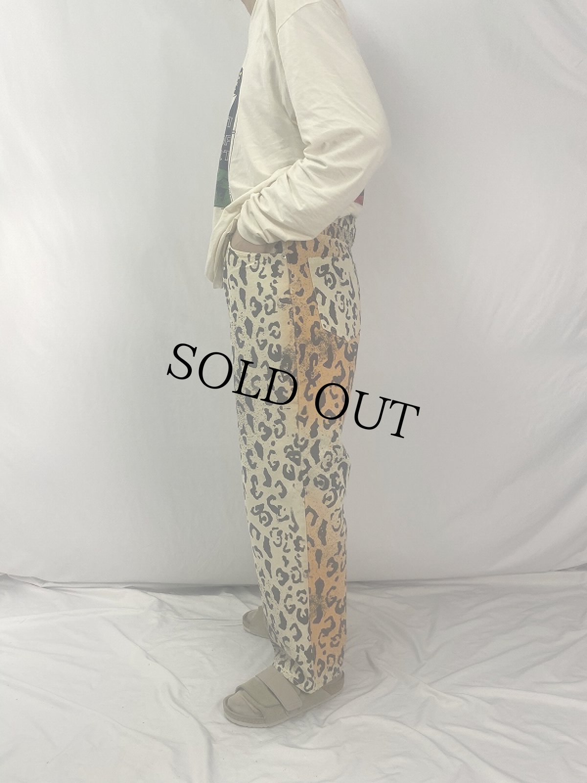 画像3: 2018 SS STUSSY レオパード柄 CANVAS BIG OL' JEANS W35 (3)