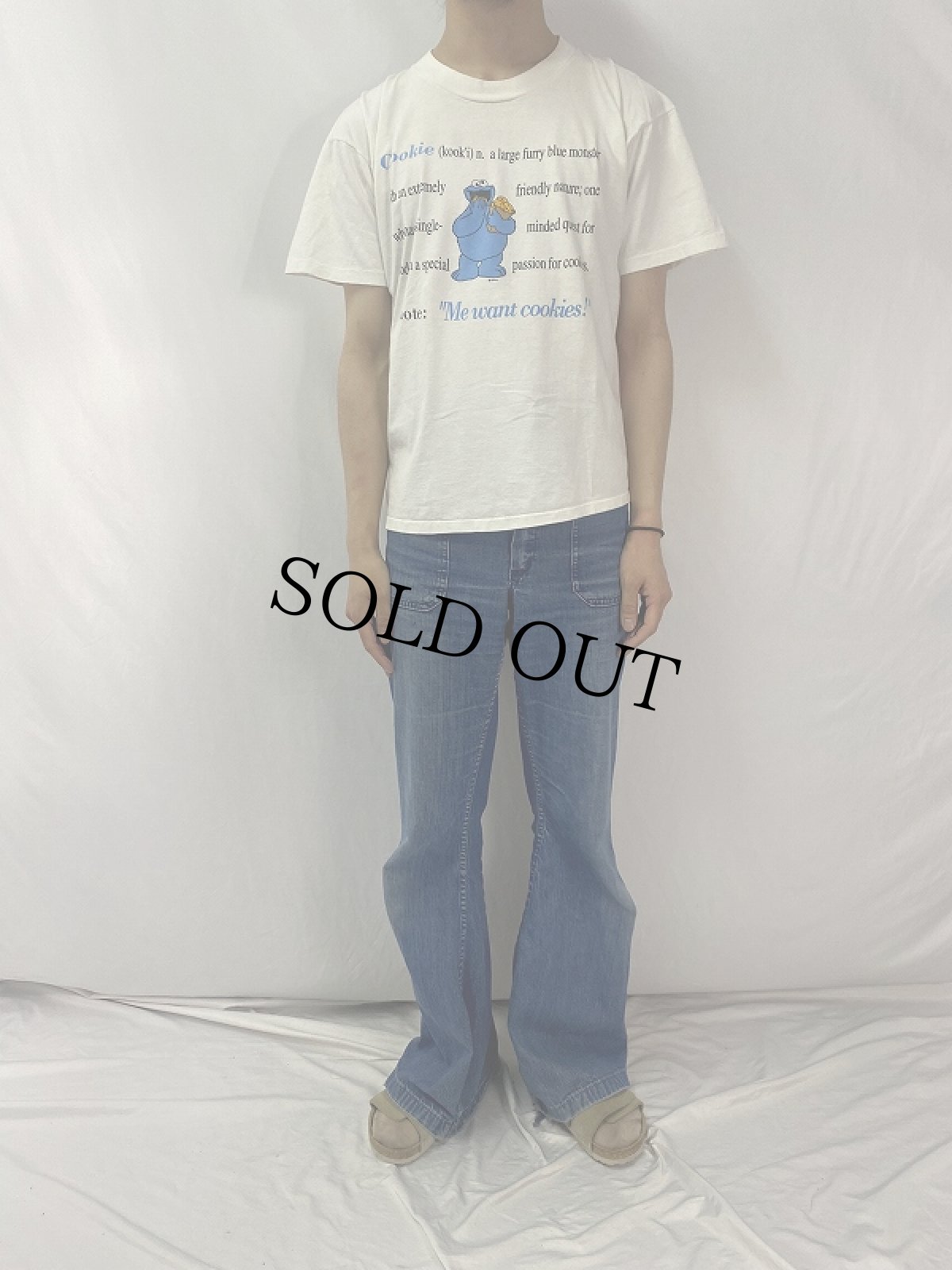 画像2: 90's COOKIE MONSTER USA製 キャラクタープリントTシャツ L (2)