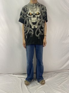 画像2: 90's LIQUID BLUE USA製 スカル 大判プリントTシャツ XL (2)