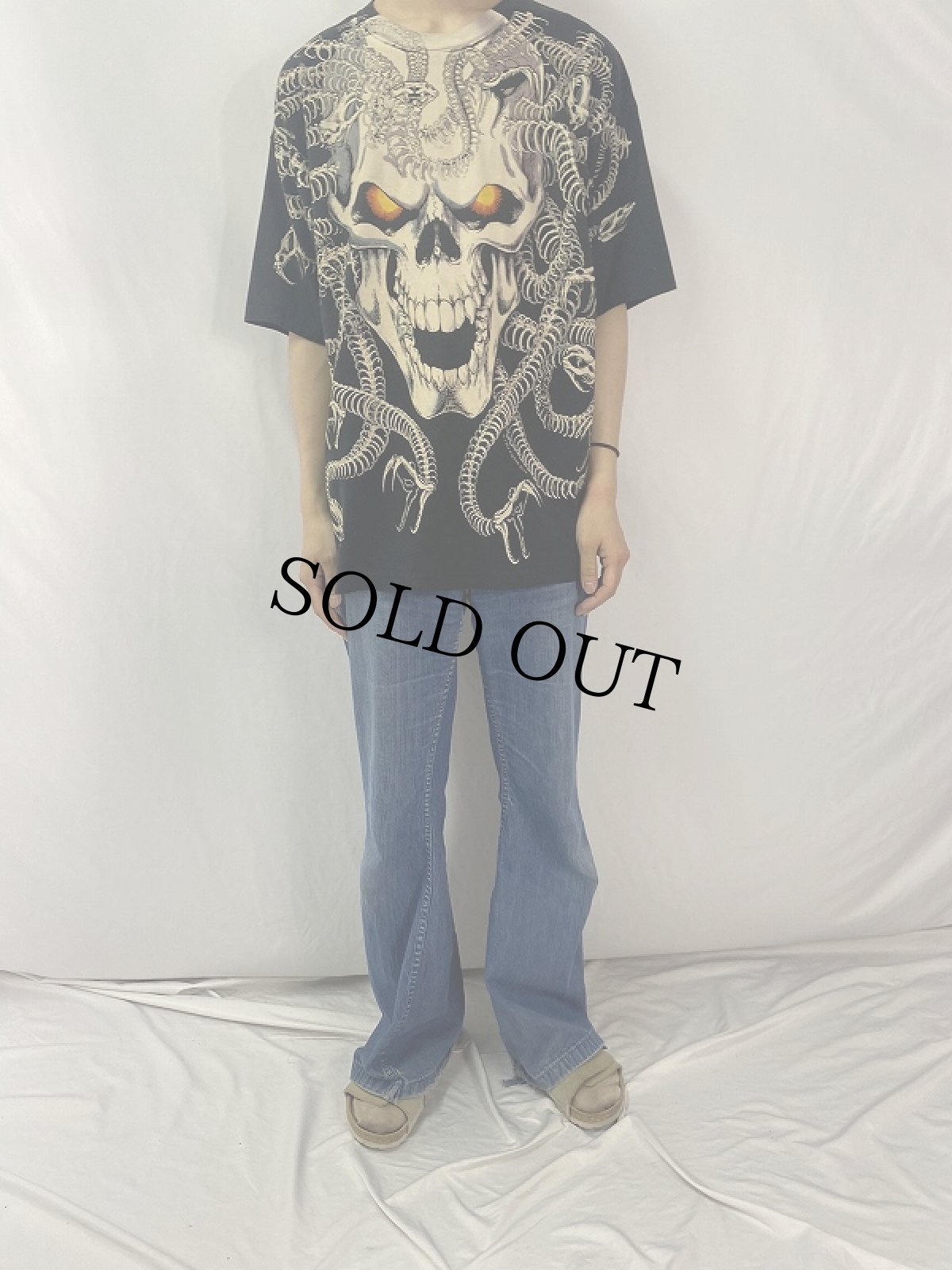 画像2: 90's LIQUID BLUE スカル 大判プリントTシャツ XL (2)