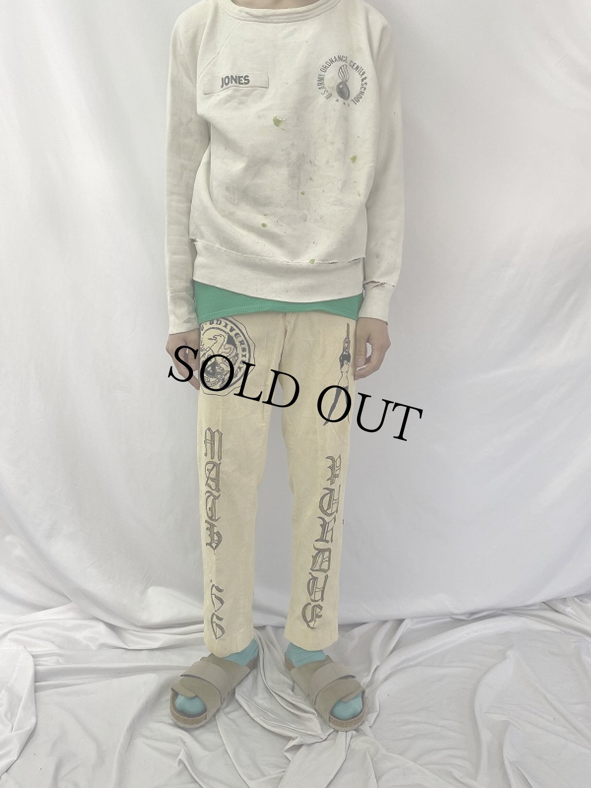 画像3: 60's Hand Painted メモリアルコーデュロイパンツ W28 (3)