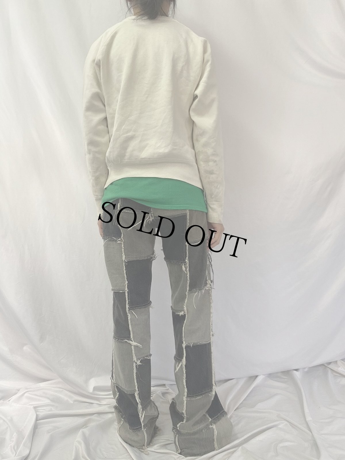 画像4: パッチワーク ブラックデニムフレアパンツ W30 (4)