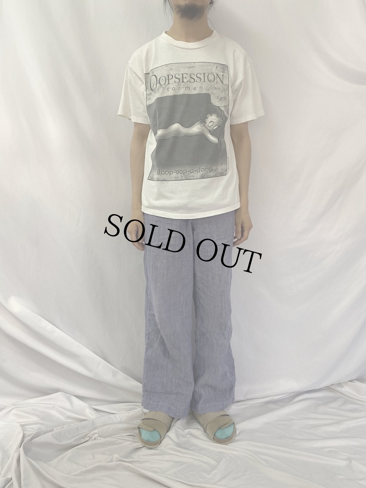 画像2: 90's Betty Boop USA製 "OOPSESSION for men" パロディTシャツ L (2)