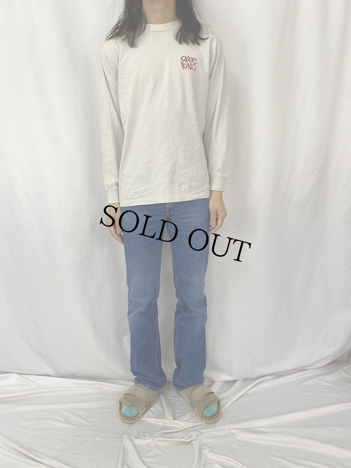 画像2: 90's SKATE RAGS USA製 スカルプリントロンT L (2)