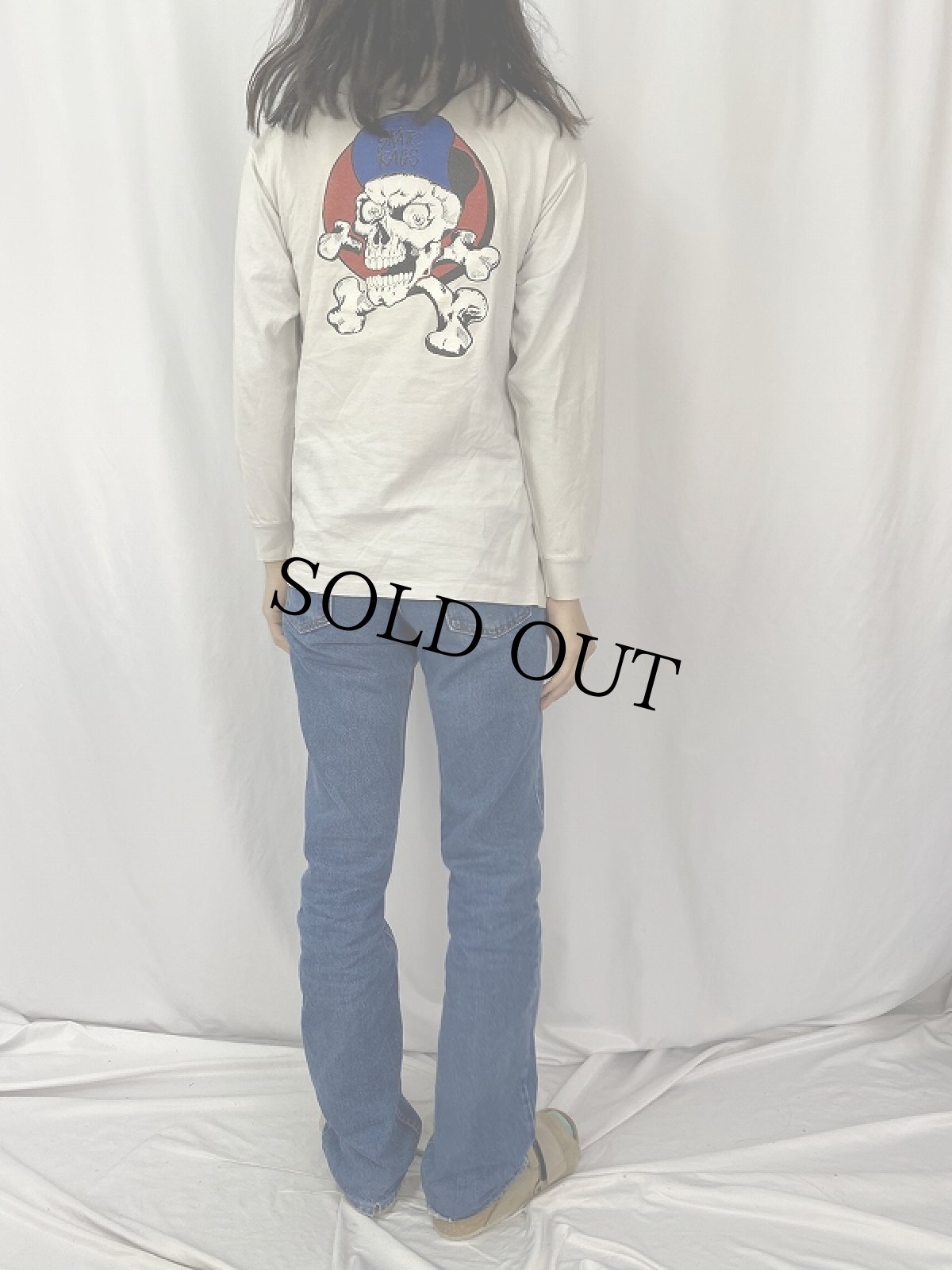 画像4: 90's SKATE RAGS USA製 スカルプリントロンT L (4)