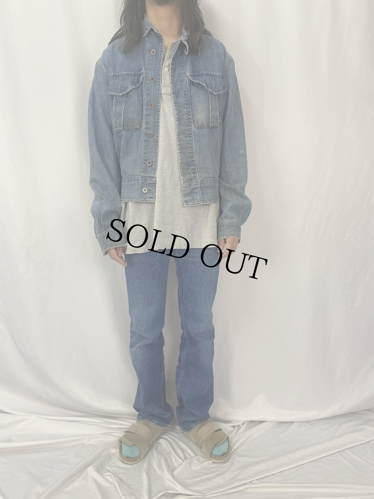 画像2: 40〜50's Royal Canadian Navy チンスト付き デニムワークジャケット (2)