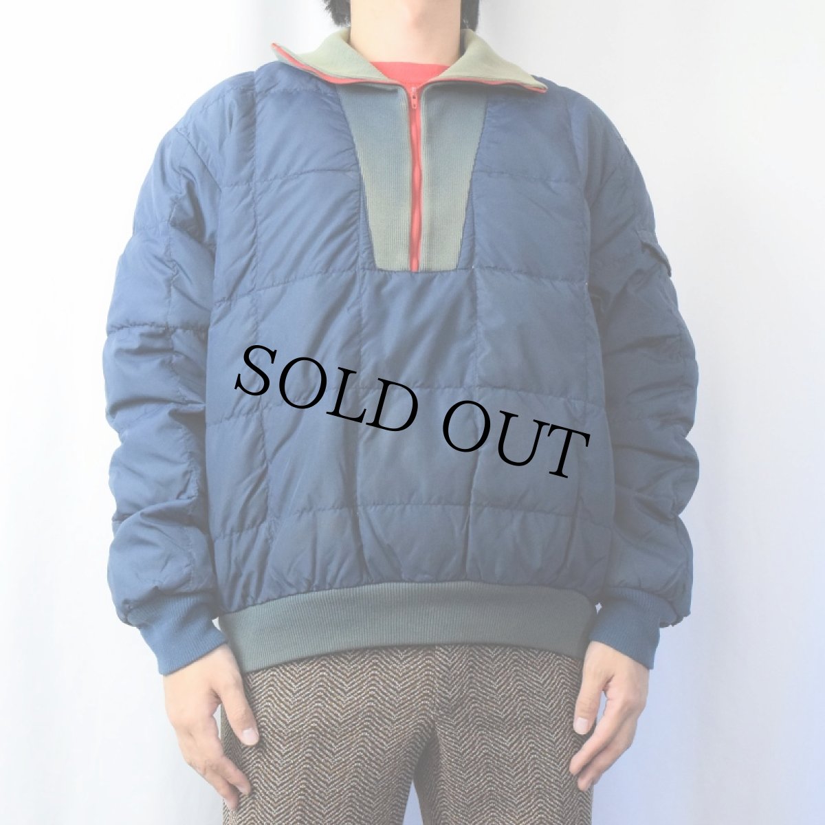 画像2: 80's Eddie Bauer ハーフジップダウンジャケット L (2)