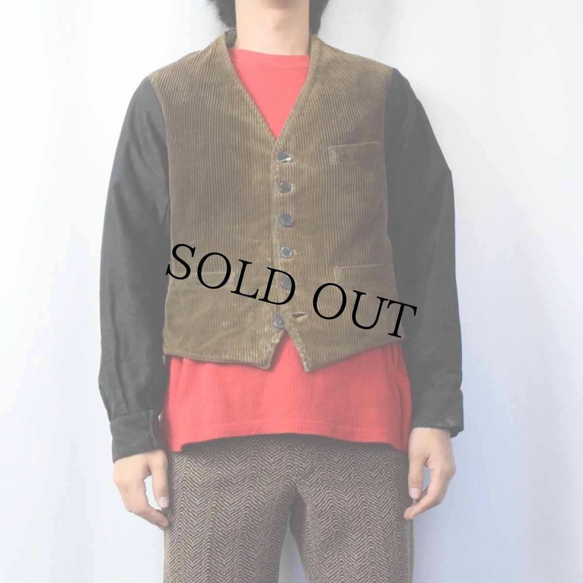 画像2: 30's French Railway コーデュロイ×コットン ワークジャケット (2)