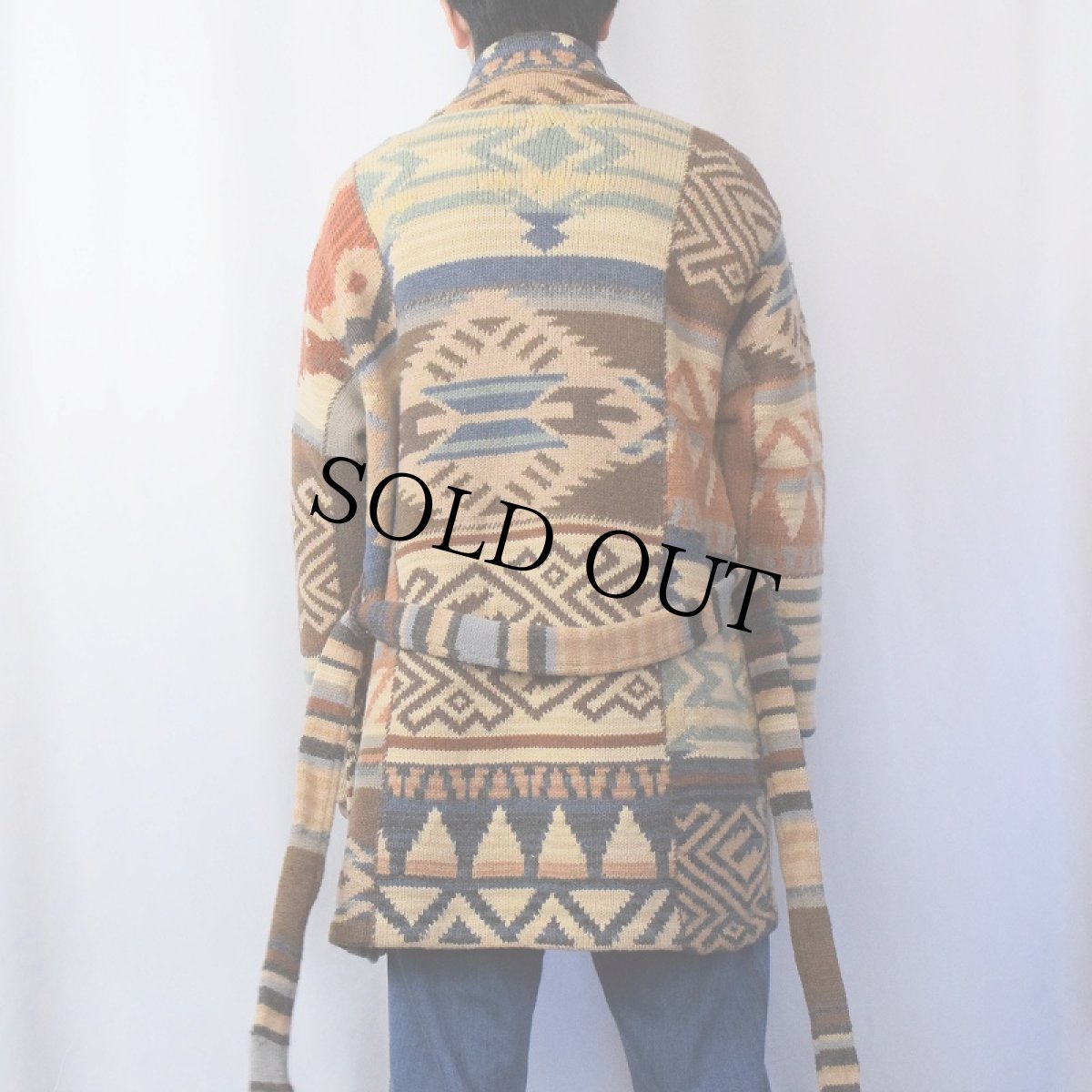 画像3: Lauren Ralph Lauren イカット柄 ショールカラー ウールニットガウン (3)