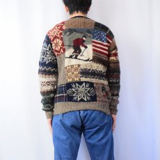 画像3: POLO Ralph Lauren スキー柄 パッチワークデザイン ウールニットセーター M (3)