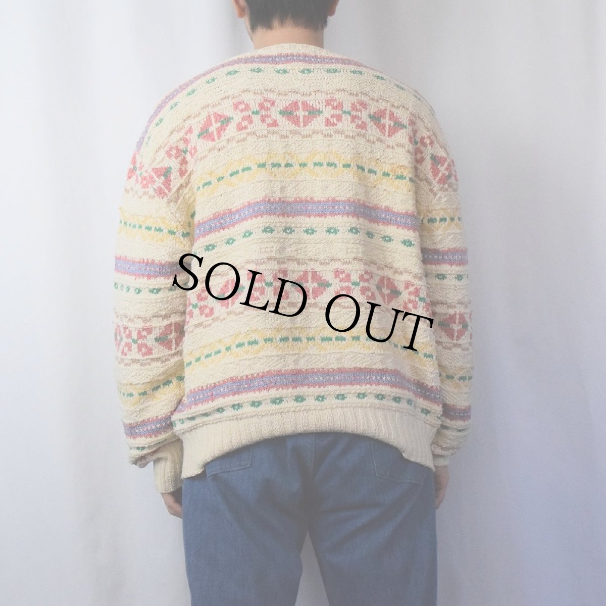 画像3: 90's POLO Ralph Lauren GREAT BRITAIN製 フェアアイル柄 コットンニットセーター L (3)