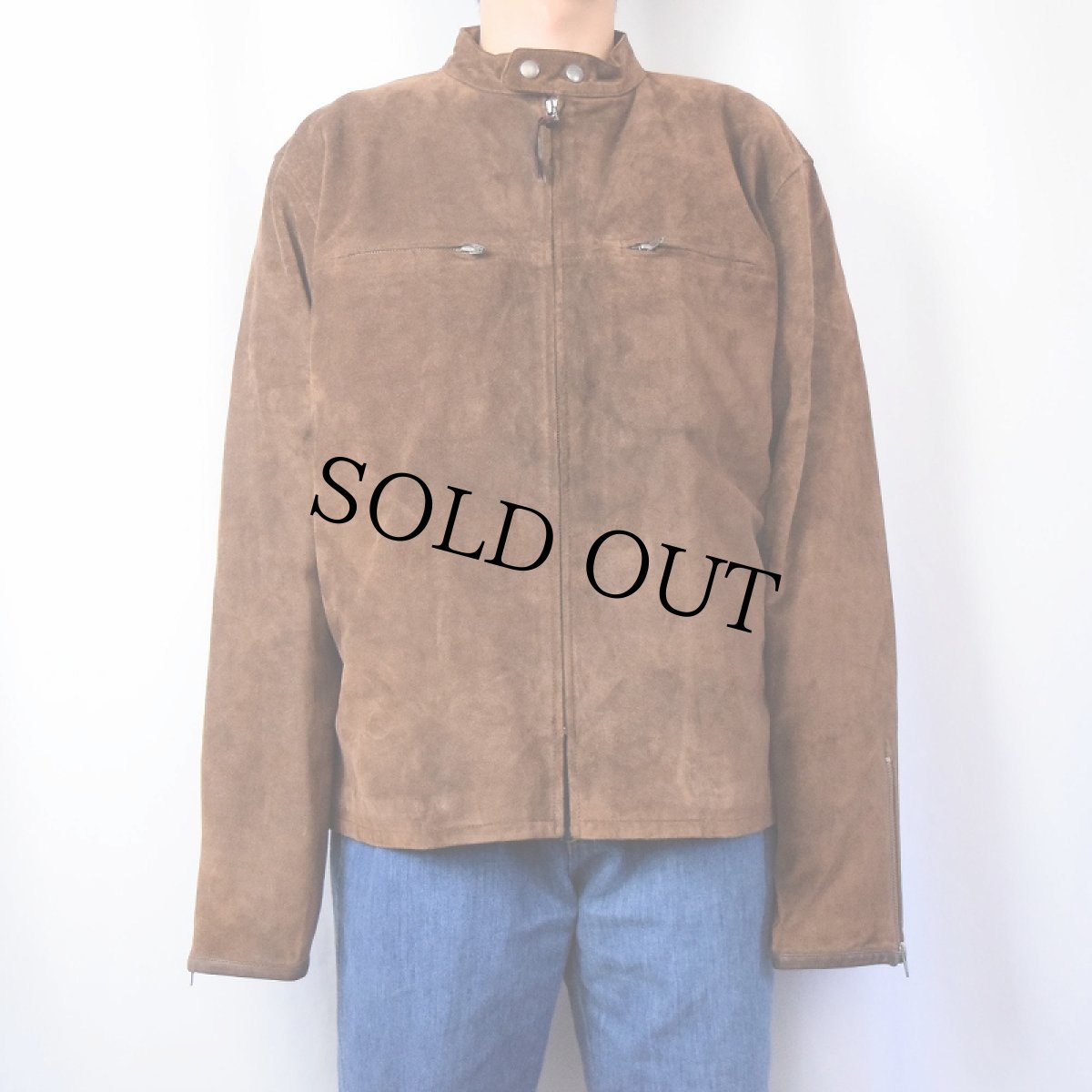 画像2: POLO Ralph Lauren スウェードレザー シングルライダースジャケット XL (2)