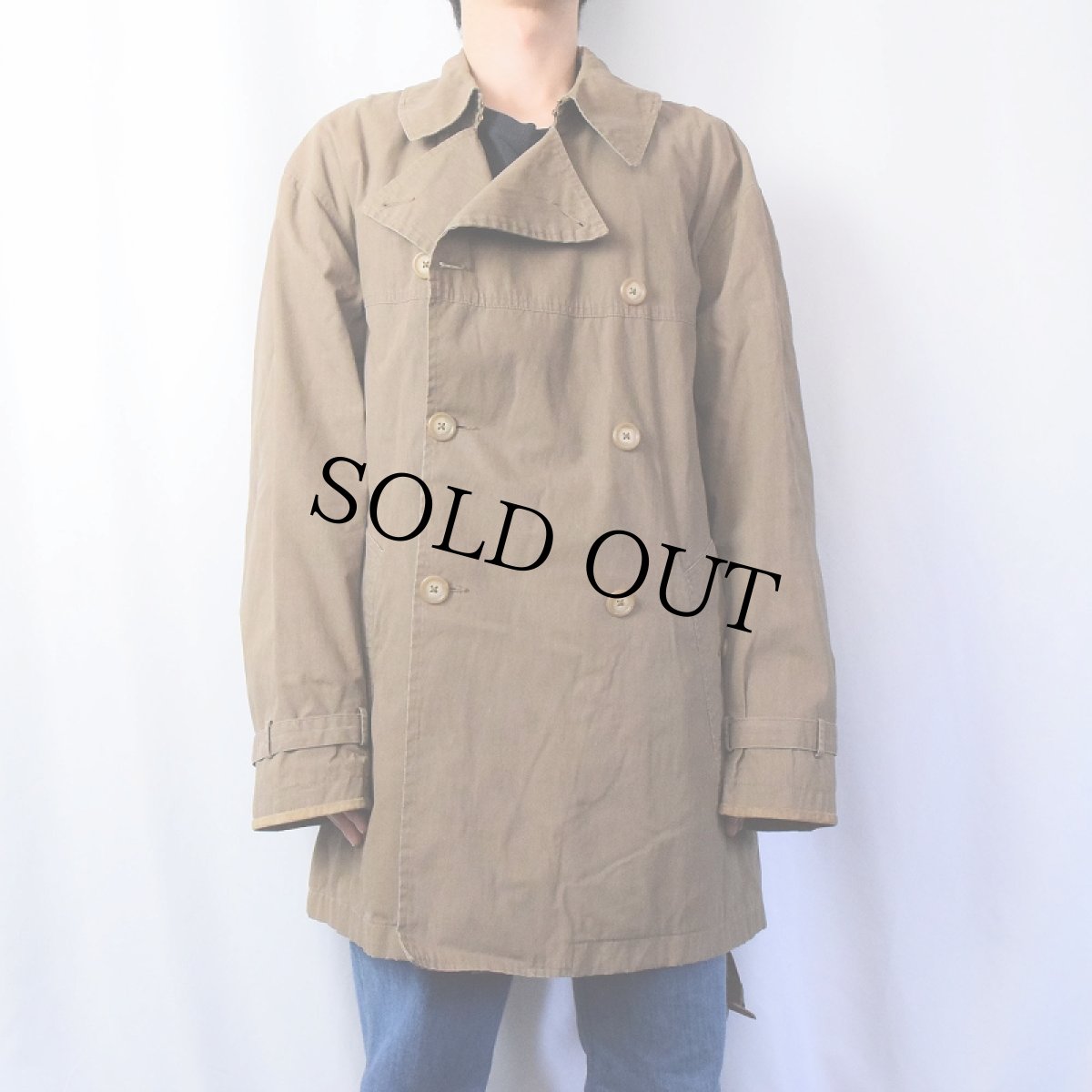 画像2: POLO Ralph Lauren レザーパイピング トレンチコート M (2)