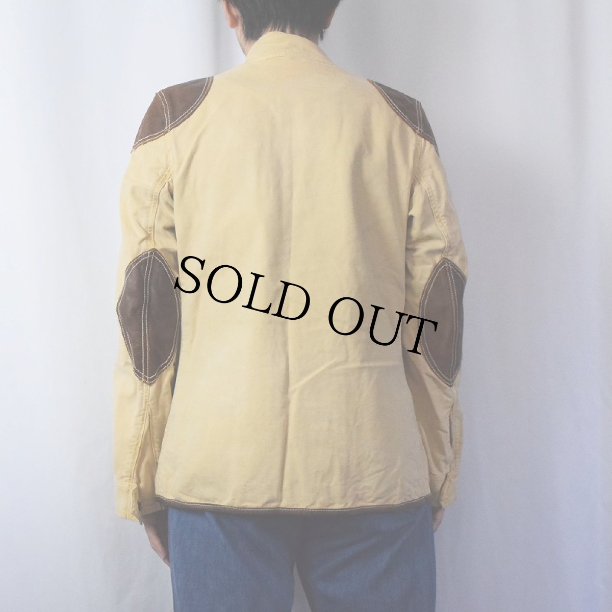 画像3: Ralph Lauren ショルダー&エルボーパッチ付き レザー切り替え キャンバスフィールドジャケット L (3)