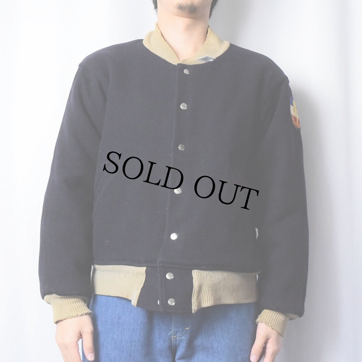 画像2: 50's Champion ランナーズタグ "ARMY R.O.T.C." ウールスタジャン 40 (2)